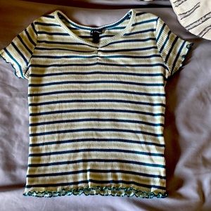 White green stripe target shirt